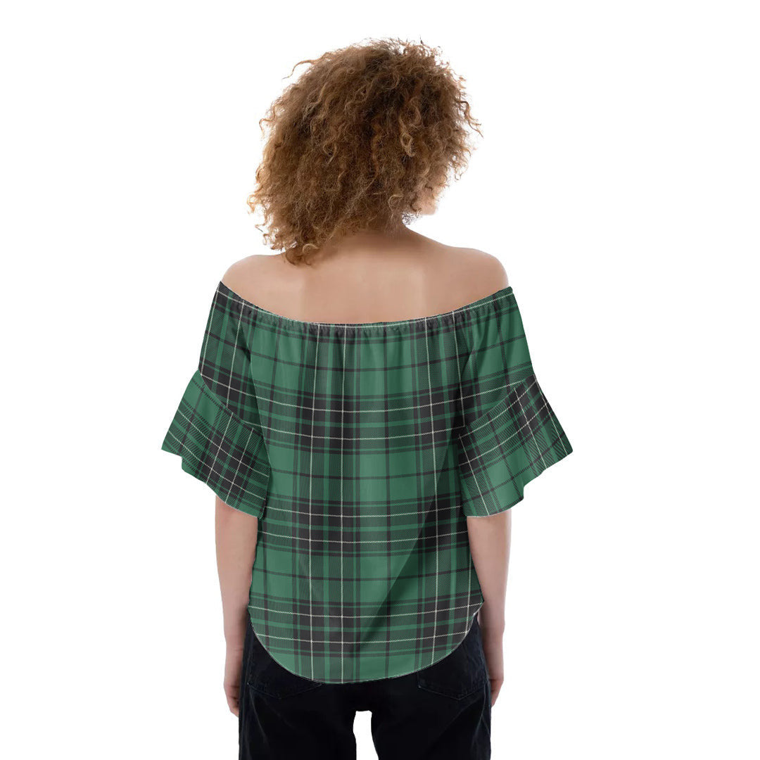 MacLean Hunting Ancient Tartan Plaid Off-Shoulder Blouse