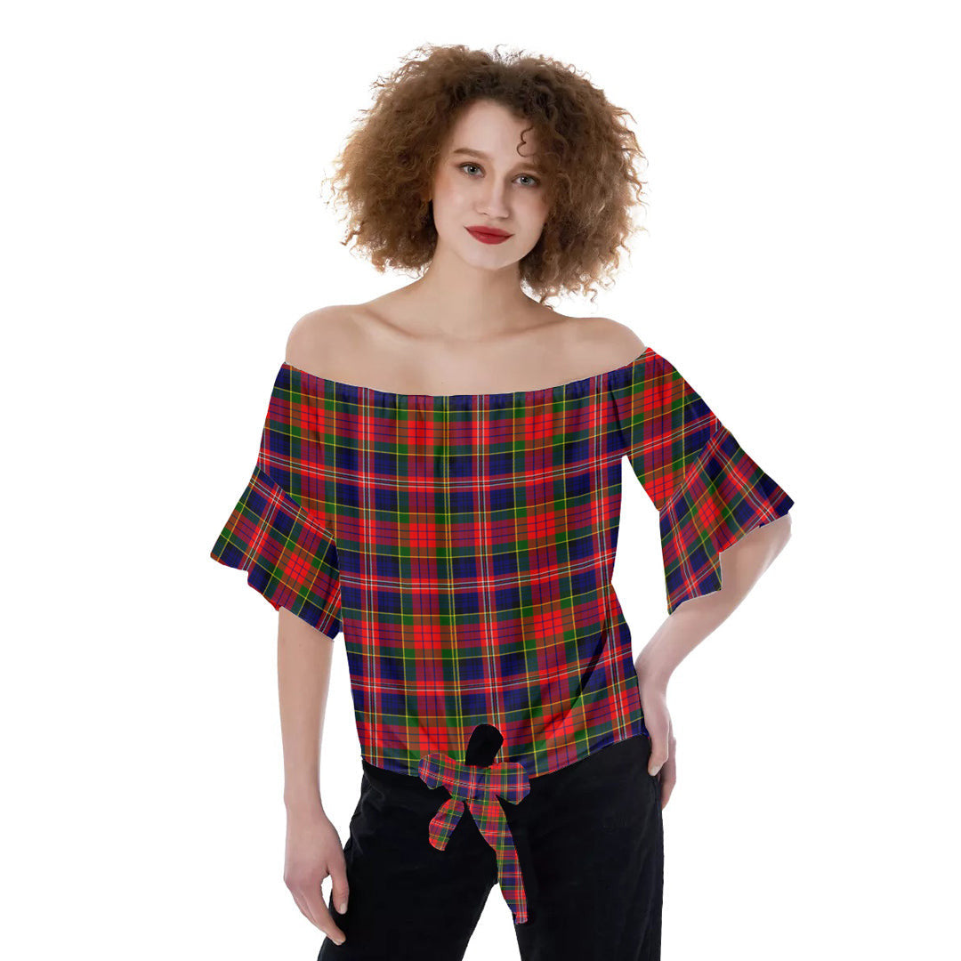 MacPherson Modern Tartan Plaid Off-Shoulder Blouse