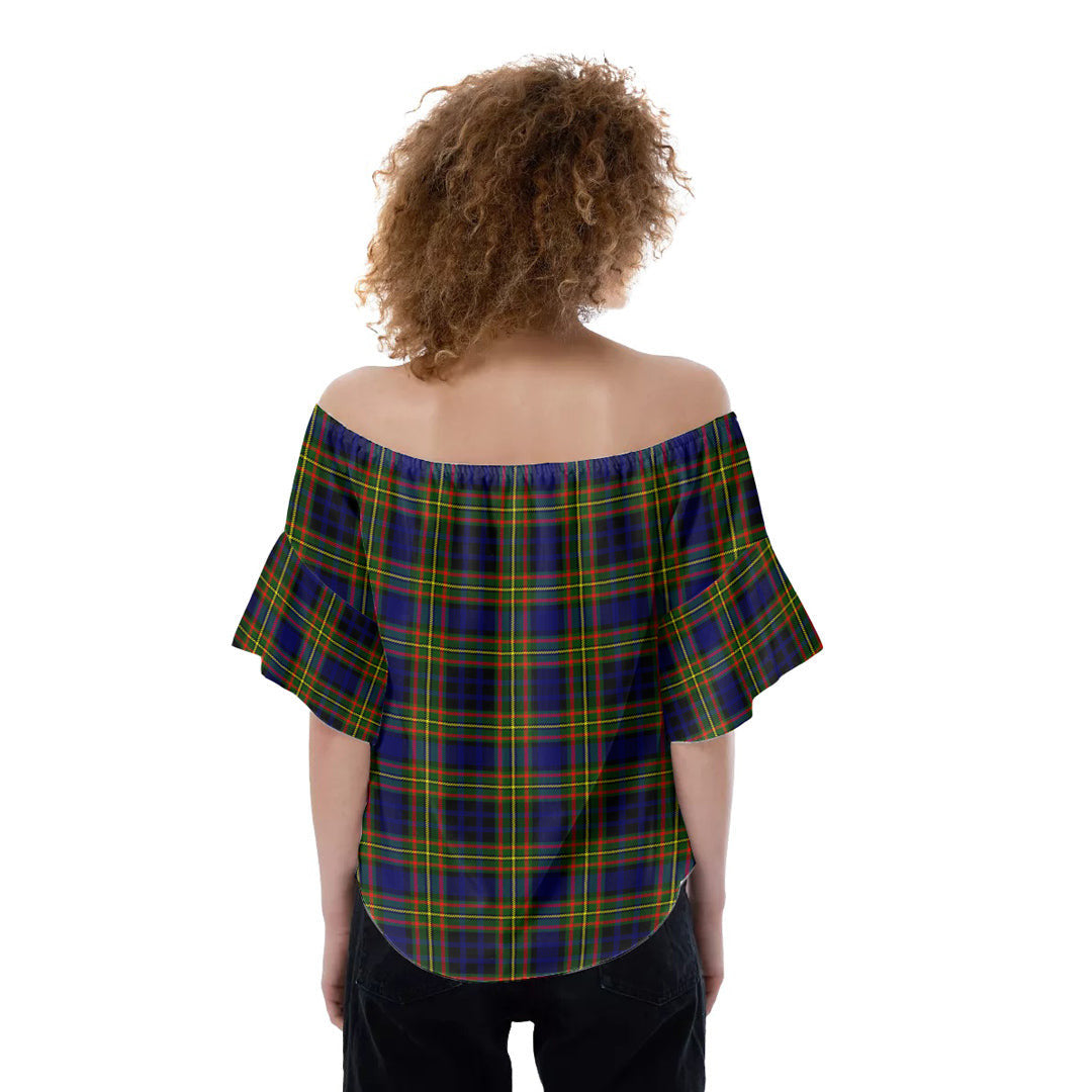 Clelland Modern Tartan Plaid Off-Shoulder Blouse