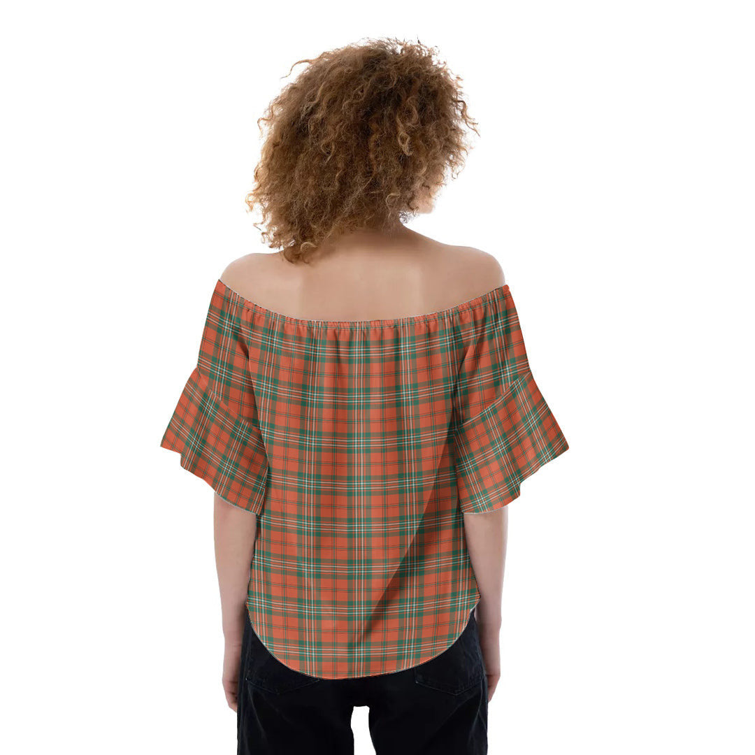 Scott Ancient Tartan Plaid Off-Shoulder Blouse