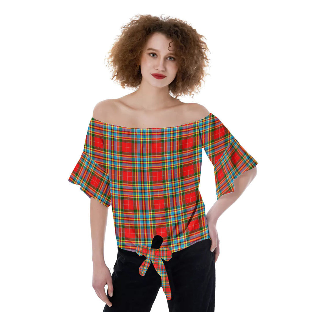 Chattan Tartan Plaid Off-Shoulder Blouse