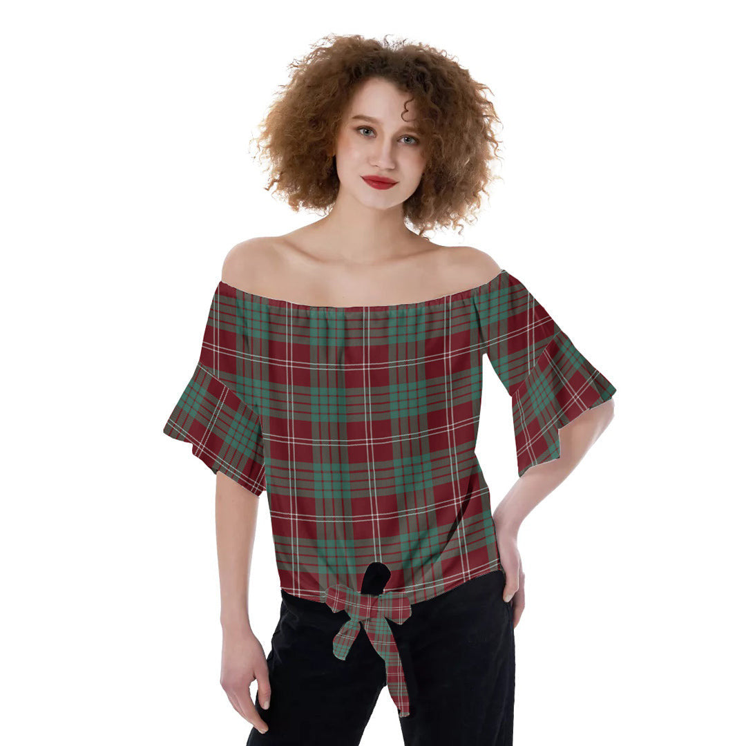 Crawford Modern Tartan Plaid Off-Shoulder Blouse