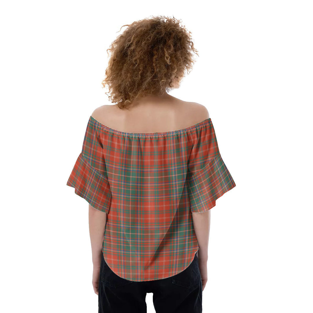 MacDougall Ancient Tartan Plaid Off-Shoulder Blouse