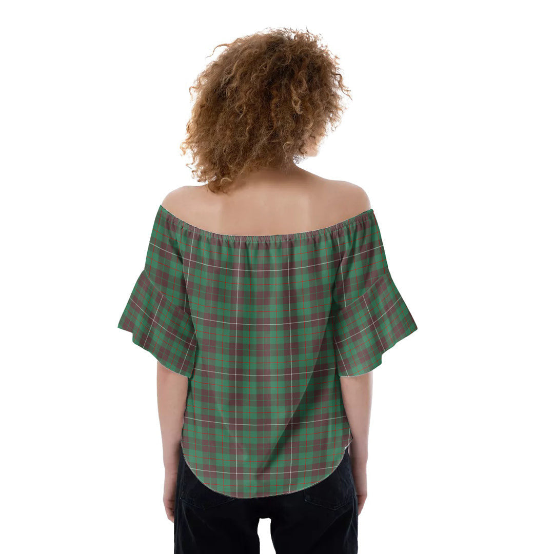 MacKinnon Hunting Ancient Tartan Plaid Off-Shoulder Blouse