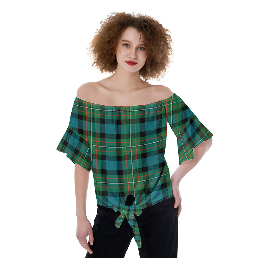 FERGUSON ANCIENT Tartan Plaid Off-Shoulder Blouse