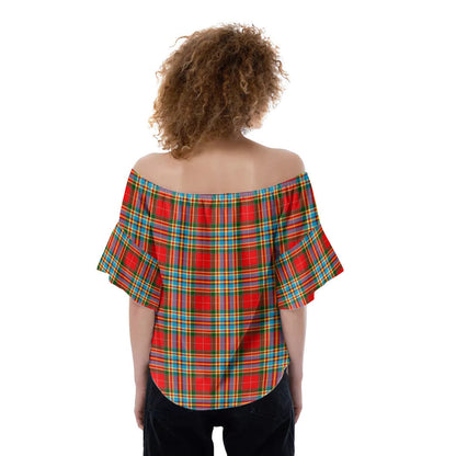 Chattan Tartan Plaid Off-Shoulder Blouse