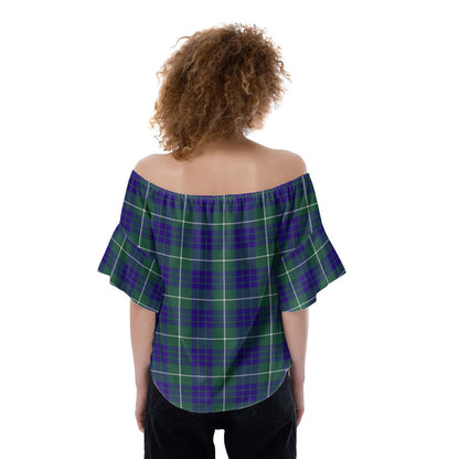 Hamilton Hunting Modern Tartan Plaid Off-Shoulder Blouse