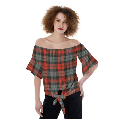 MacLachlan Weathered Tartan Plaid Off-Shoulder Blouse