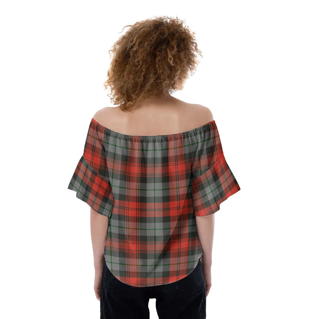 MacLachlan Weathered Tartan Plaid Off-Shoulder Blouse