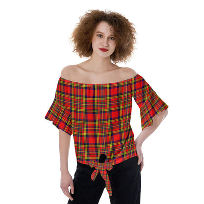 Hepburn Tartan Plaid Off-Shoulder Blouse