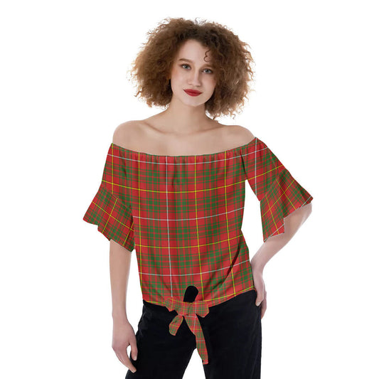 Bruce Modern Tartan Plaid Off-Shoulder Blouse