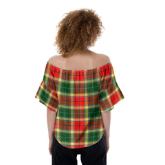Gibbs Tartan Plaid Off-Shoulder Blouse