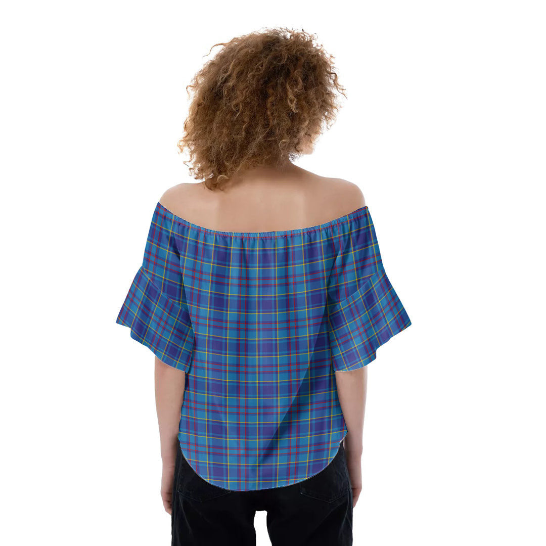 Mercer Modern Tartan Plaid Off-Shoulder Blouse