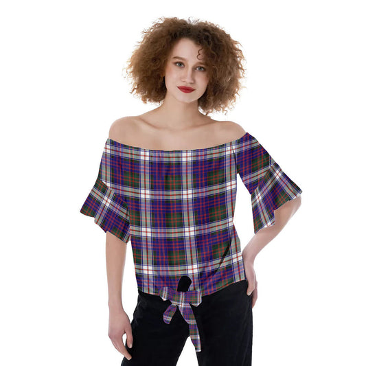 MacDonald Dress Modern Tartan Plaid Off-Shoulder Blouse