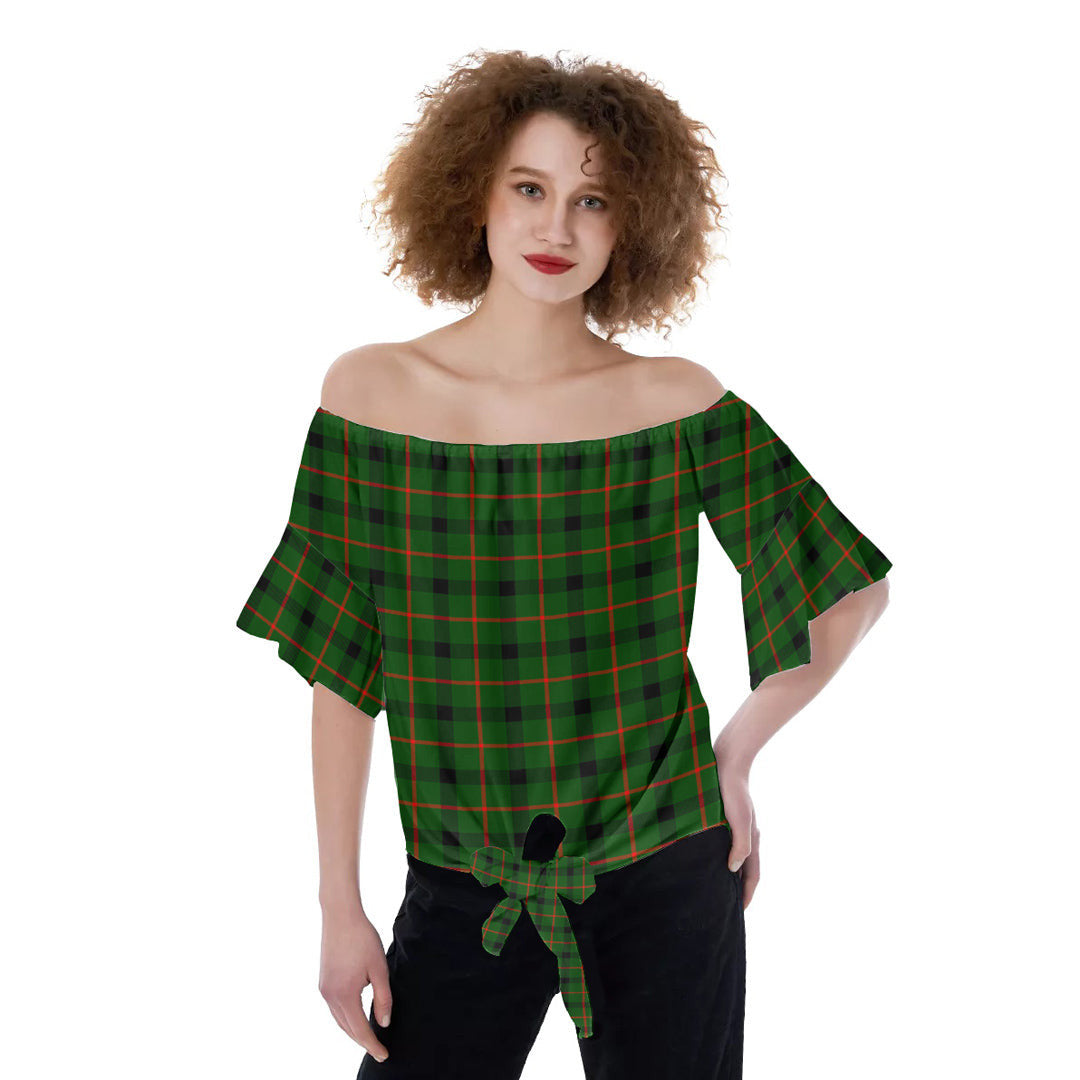 Kincaid Modern Tartan Plaid Off-Shoulder Blouse