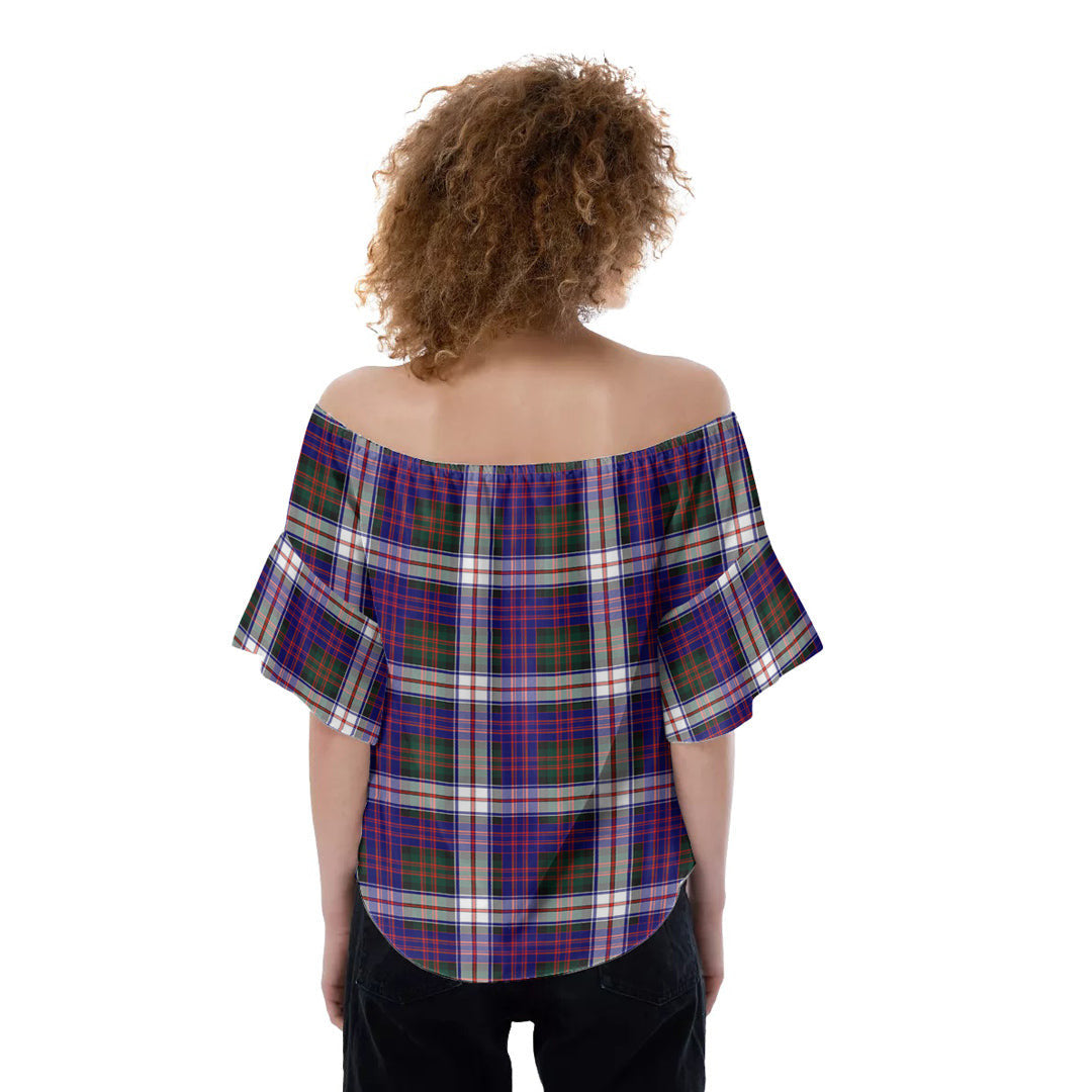 MacDonald Dress Modern Tartan Plaid Off-Shoulder Blouse