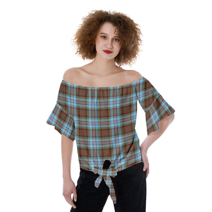 Anderson Ancient Tartan Plaid Off-Shoulder Blouse