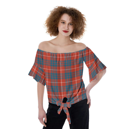 Hamilton Ancient Tartan Plaid Off-Shoulder Blouse