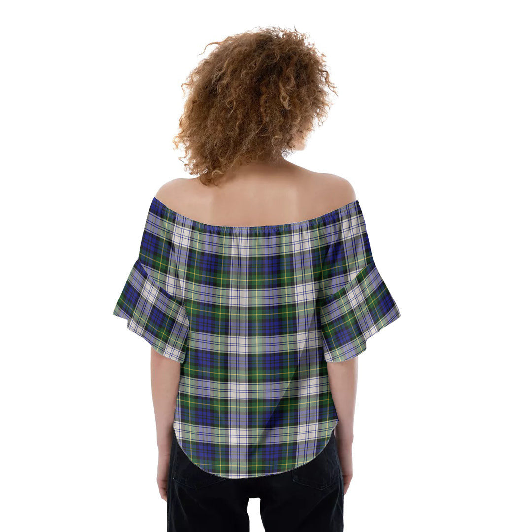 Gordon Dress Modern Tartan Plaid Off-Shoulder Blouse