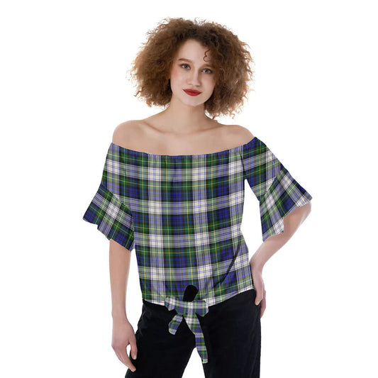 Gordon Dress Modern Tartan Plaid Off-Shoulder Blouse