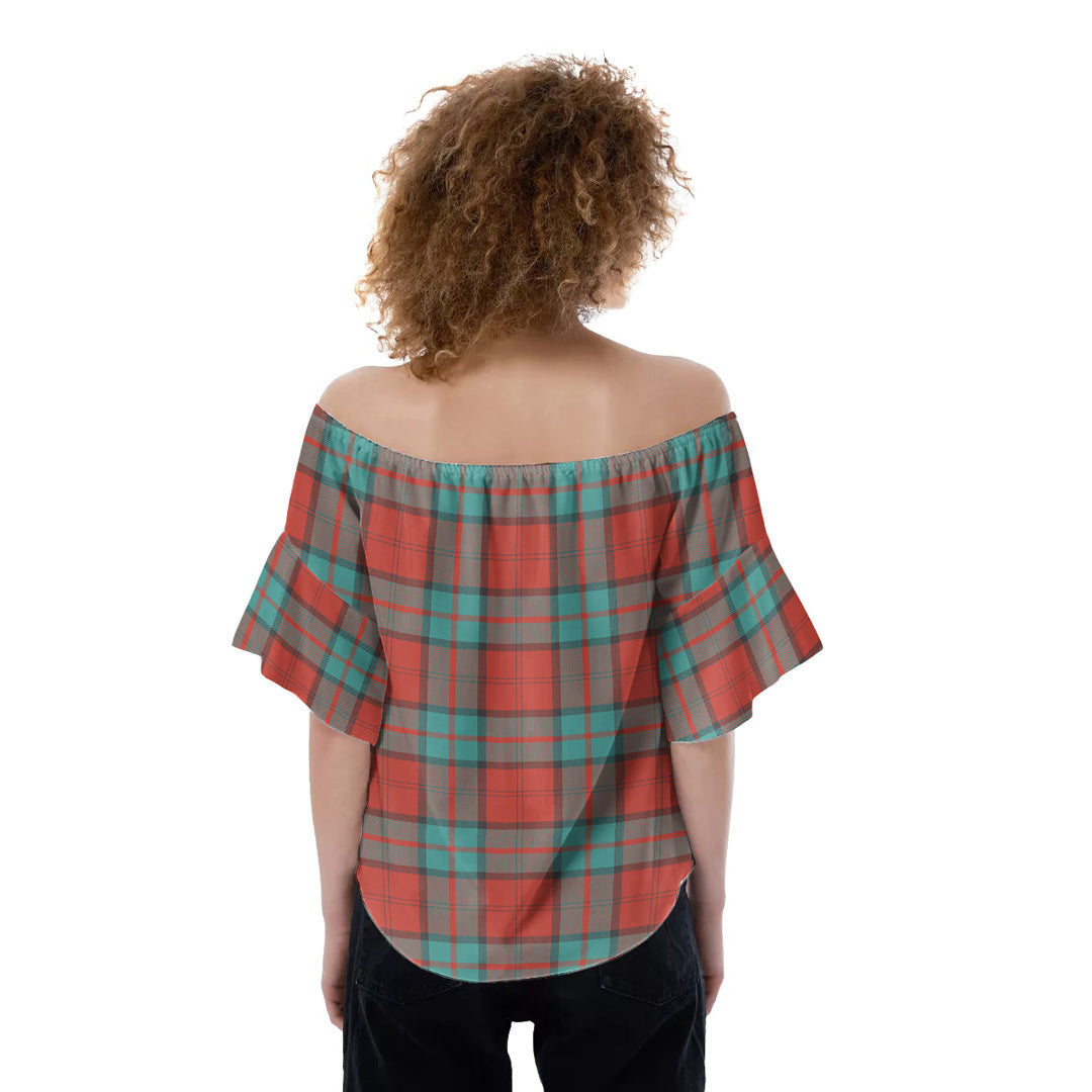 Dunbar Ancient Tartan Plaid Off-Shoulder Blouse