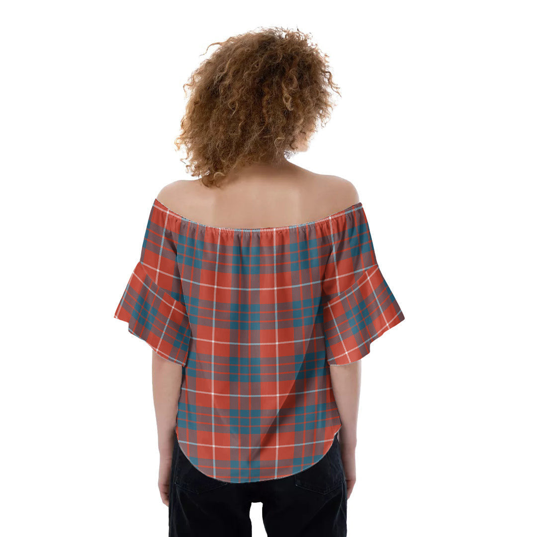 Hamilton Ancient Tartan Plaid Off-Shoulder Blouse