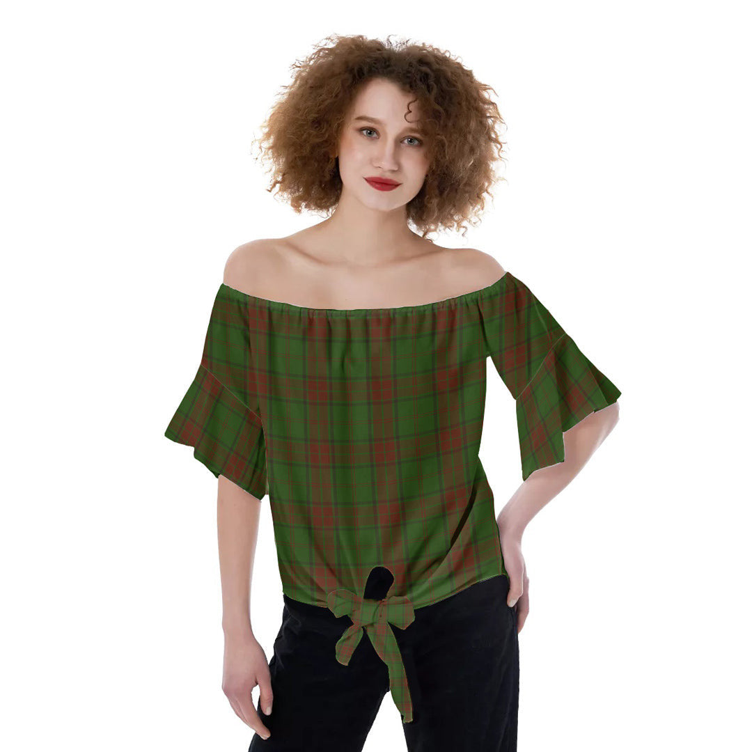 Maxwell Hunting Tartan Plaid Off-Shoulder Blouse