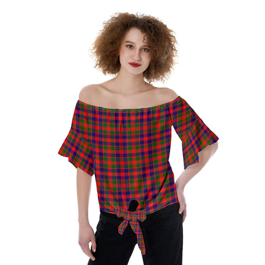 Gow Modern Tartan Plaid Off-Shoulder Blouse