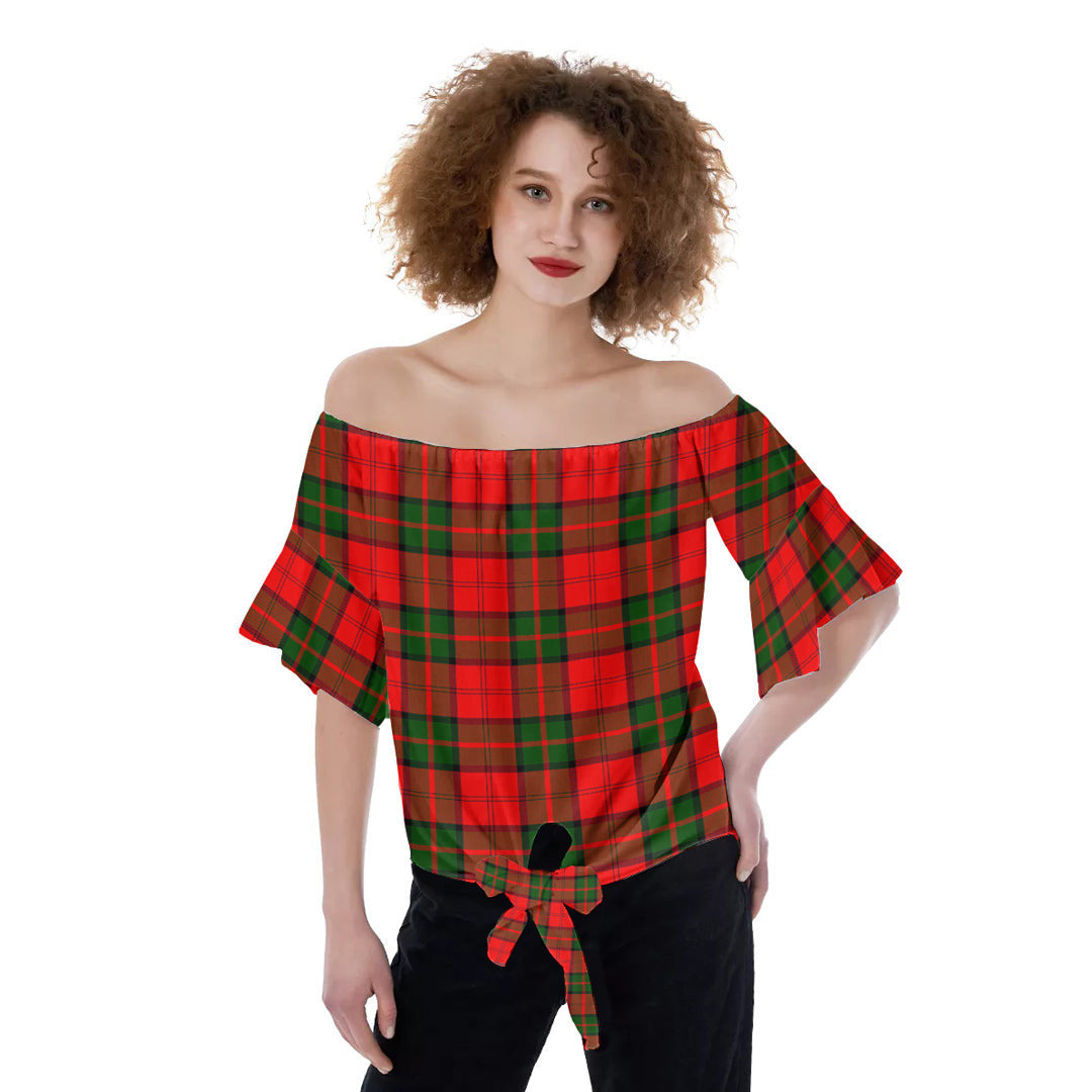 Dunbar Modern Tartan Plaid Off-Shoulder Blouse