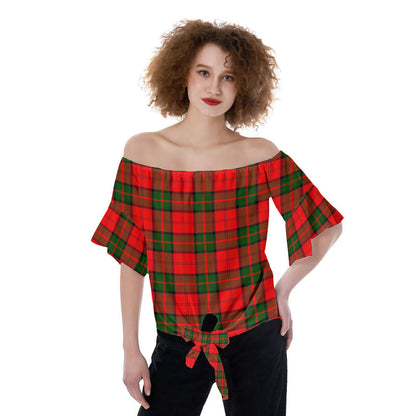 Dunbar Modern Tartan Plaid Off-Shoulder Blouse