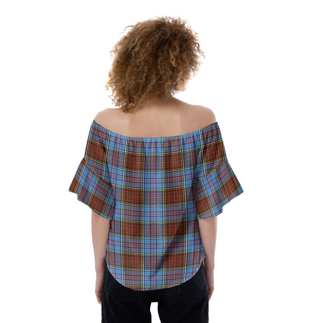 Anderson Modern Tartan Plaid Off-Shoulder Blouse