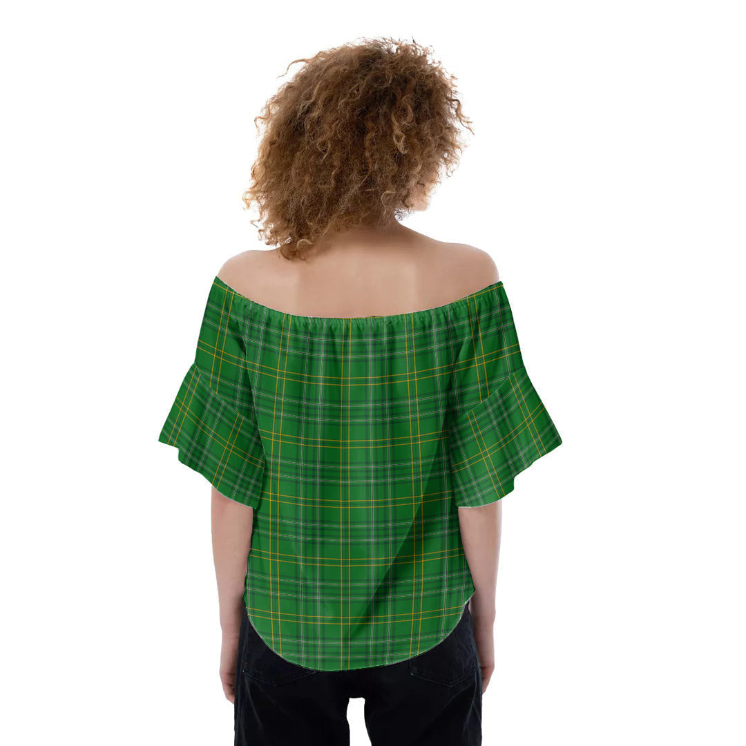 Wexford County Tartan Plaid Off-Shoulder Blouse