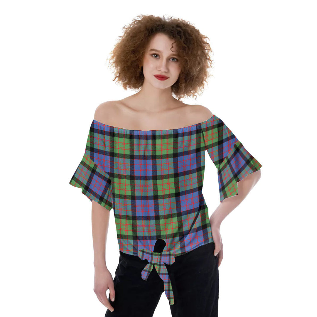 MacDonald Ancient Tartan Plaid Off-Shoulder Blouse