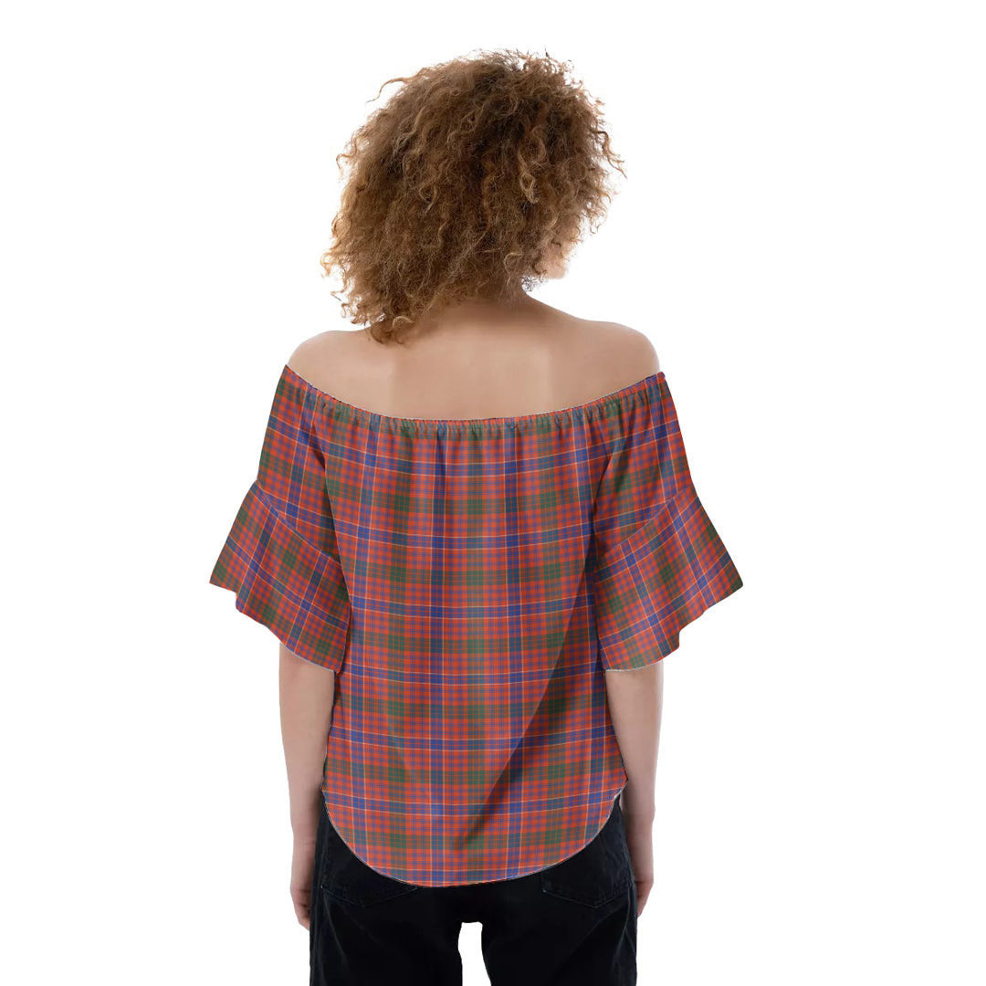 MacRae Ancient Tartan Plaid Off-Shoulder Blouse