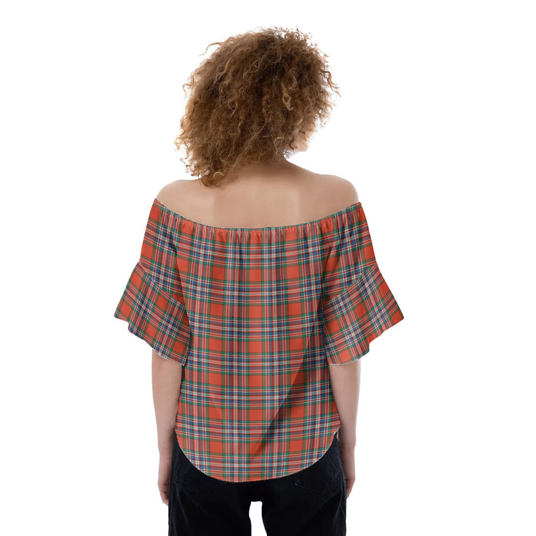 MacFarlane Ancient Tartan Plaid Off-Shoulder Blouse