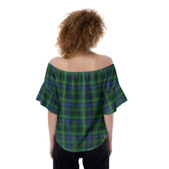 Stewart Hunting Modern Tartan Plaid Off-Shoulder Blouse