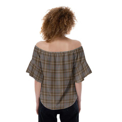 MacIntyre Hunting Weathered Tartan Plaid Off-Shoulder Blouse