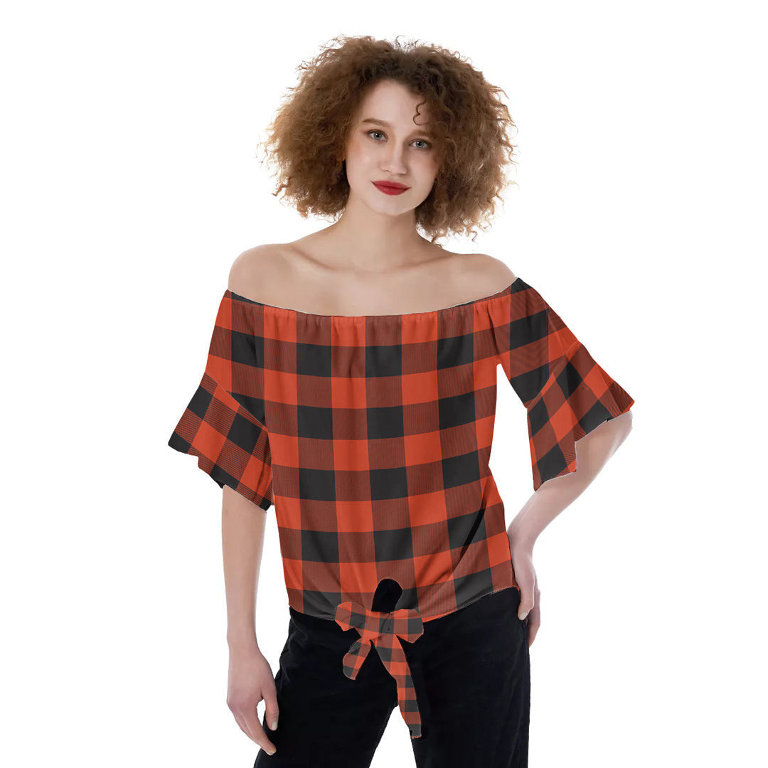 Rob Roy MacGregor Ancient Tartan Plaid Off-Shoulder Blouse