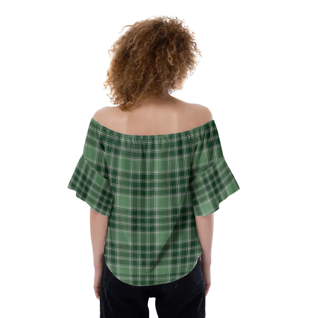 MacDonald Lord of the Isles Hunting Tartan Plaid Off-Shoulder Blouse