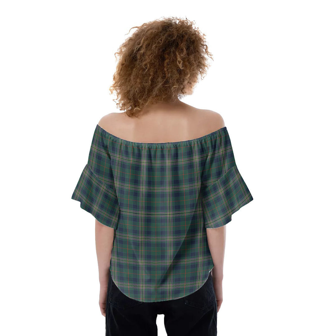 Kennedy Modern Tartan Plaid Off-Shoulder Blouse