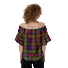Carnegie Modern Tartan Plaid Off-Shoulder Blouse