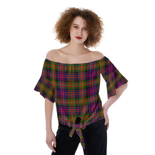 Carnegie Modern Tartan Plaid Off-Shoulder Blouse