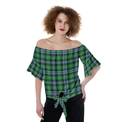 Arbuthnot Ancient Tartan Plaid Off-Shoulder Blouse