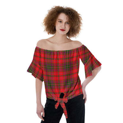 MacDougall Modern Tartan Plaid Off-Shoulder Blouse