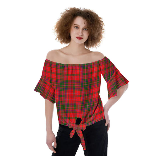 MacDougall Modern Tartan Plaid Off-Shoulder Blouse