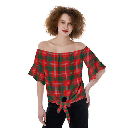 Chisholm Modern Tartan Plaid Off-Shoulder Blouse