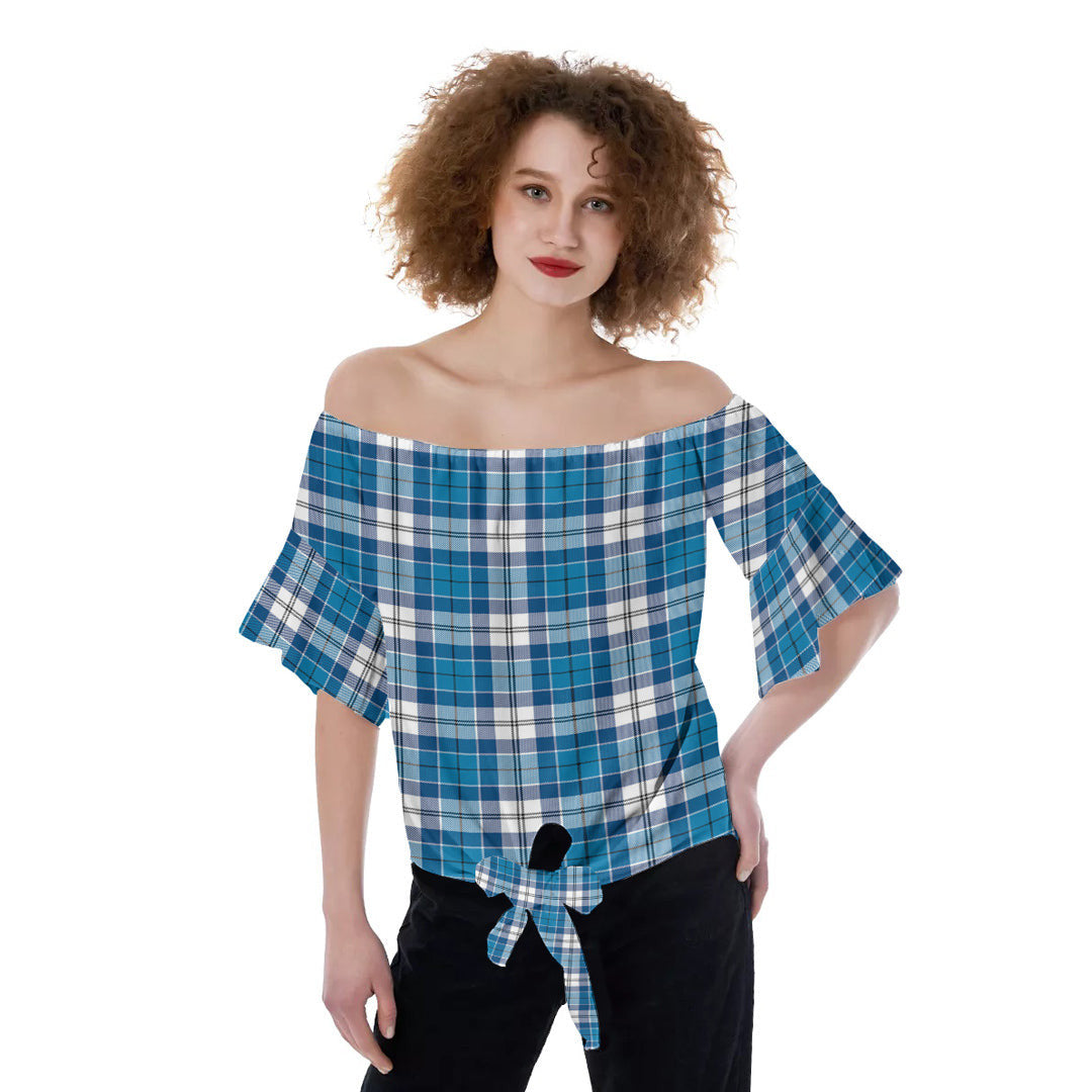 Roberton Tartan Plaid Off-Shoulder Blouse