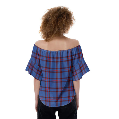 Elliot Modern Tartan Plaid Off-Shoulder Blouse