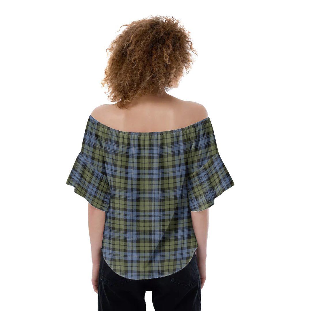 Campbell Faded Tartan Plaid Off-Shoulder Blouse