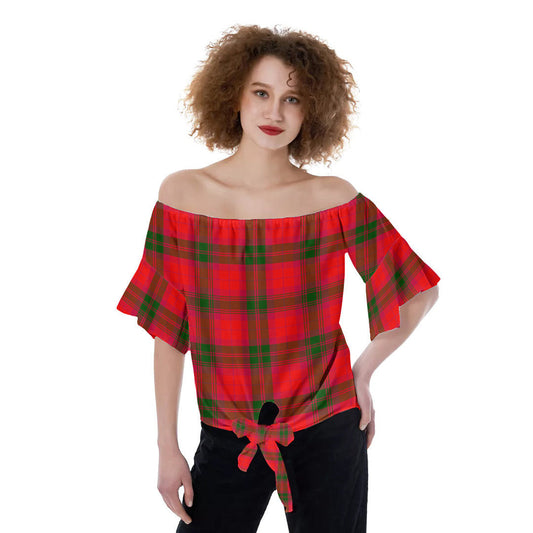 MacNab Modern Tartan Plaid Off-Shoulder Blouse